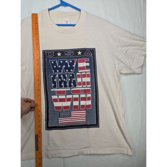 Vintage College Wear USA We Train To Win T Shirt Size XL Single Stitch Military - Picture 8 of 11